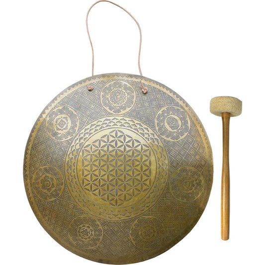 18 Ancient Design Handcrafted Gong - Flower of Life with 7 Chakras